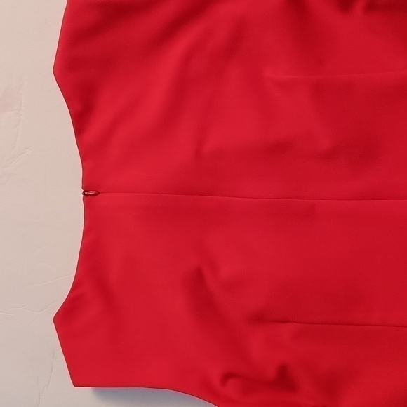 AGB Fit and Flare Red Belted Sleevless Dress - Picture 5 of 7